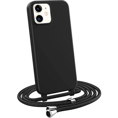 Immagine di MyGadget Cover per iPhone 12 Mini Custodia con Corda Case Cordino Opaca Antiurto Bumper Laccio Tracolla Practical Stylish Nero