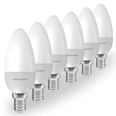 Immagine di SINCELIGHT Lampadina a LED senza forma di candela (B35) con attacco E14, 2 Watt, bianco neutro 4000 K, 200 lumen, equivalente 20 W, non dimmerabile, SES piccola vite Edison