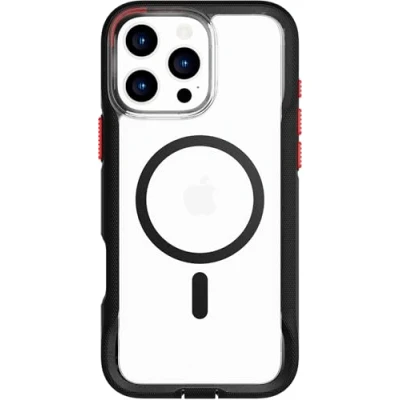 Immagine di tech21 EvoPro Custodia protettiva per Attleborough compatibile con MagSafe, protezione dagli impatti 21x testata secondo gli standard militari, colore: trasparente/nero