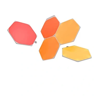 Immagine di Nanoleaf Shapes Hexagon Starter Kit, 5 Esagoni Luminosi Led RGBW Smart Applique da Parete Interno Modulari, Luci 16M Colori WiFi, Funziona con Alexa, Sincronia Musica e Monitor, Deco Gaming
