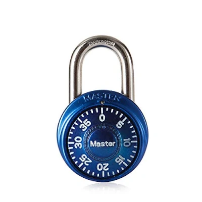 Immagine di Master Lock 1533EURD Lucchetto, Combinazione Fissa a 3 Numeri, Acciaio Inossidabile, Assortimento Rosso/Blu/Grigio/Bianco, Diametro 38 mm