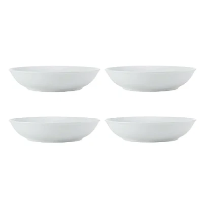 Immagine di Mikasa Chalk Set di 4 piatti fondi in porcellana bianca, per l&#039;uso quotidiano e formale, 23cm Adatto a microonde lavastoviglie