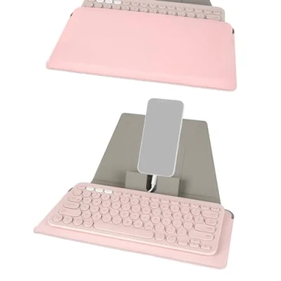 Immagine di GEEKRIA Custodia compatta per tastiera con supporto smartphone e tablet, compatibile Logitech K380 Wireless, Magic Keyboard, OMOTON Ultra Slim Bluetooth Keyboard Pad (rosa)