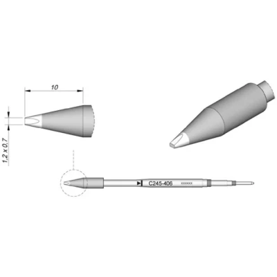 Immagine di JBC Tools C245406 punta di saldatura Forma a scalpello, dritta Dimensione 0.7 mm Lunghezza punte 10 Contenuto 1 pz.
