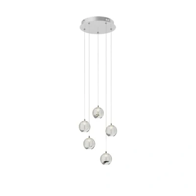 Immagine di lampada a sospensione &#039;Hayley&#039; (Moderno) colore Trasparente, in Vetro ad es. Soggiorno &amp; Sala da pranzo (5 luci, lampadina inclusa) di Lucande vetro,
