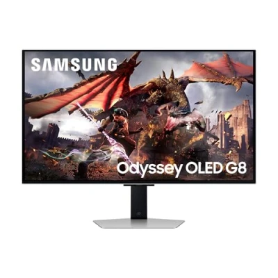 Immagine di Samsung Monitor Gaming Odyssey OLED G8 (S32DG802), Flat, 32&#039;&#039;, 3840x2160 (UHD 4K), 16:9, HDR10+, OLED, 240Hz, 0,03ms (GtG), FreeSync Premium Pro, HDMI, USB, DP, HAS, Pivot, Hub