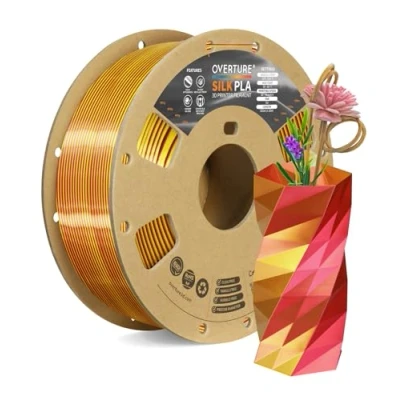 Immagine di OVERTURE Filamento Seta PLA Doppio Colore 1.75mm per Stampante 3D, 1kg Bobina(2.2lbs), Precisione Dimensionale +/ 0.03 mm 3D Printer (Seta Magenta Oro)