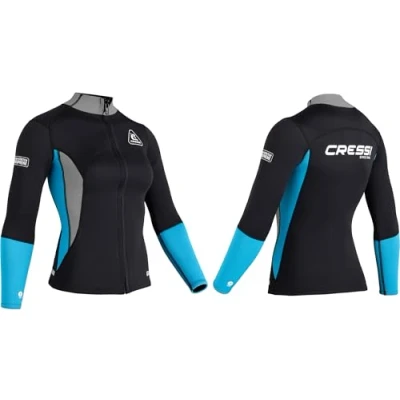 Immagine di CRESSI Guardian Jacket, Giacca in Neoprene Bifoderato 2mm Donna, Nero/Acquamarina, XL/5