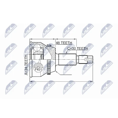 Immagine di NTY NPZ TY 073 Kit Giunto Omocinetico lato ruota, Assale anteriore con anello sensore ABS