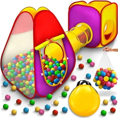 Immagine di KIDUKU Tenda a dado per bambini Pop Up con tunnel + 200 palline borsa interni ed esterni