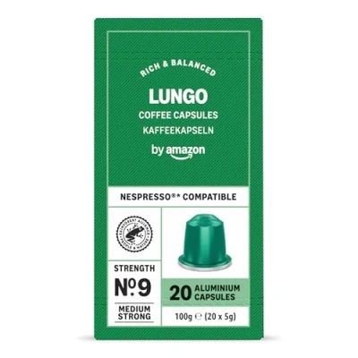 Immagine di by Amazon Capsule Caffè Lungo compatibili con Nespresso, tostatura media, 100 unità, 5 confezioni da 20 Certificato Rainforest Alliance