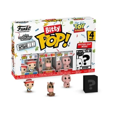 Immagine di Funko Bitty Pop! Toy Story Jessie 4PK Jessie, Bullseye, Hamm E una Mini Figura Misteriosa a Sorpresa 0.9 Inch (2.2 Cm) il Mondo Dei Giocattoli da Collezione Idea Regalo Cake Topper