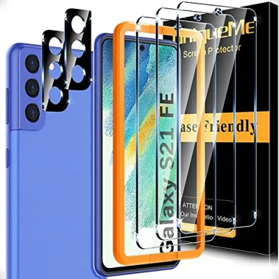 Immagine di UniqueMe 5 Pezzi Pellicola Protettiva per Samsung S21 FE, 3 Vetro Temperato FE e 2 Protezione Fotocamera, Durezza 9H, Resistente ai Graffi, Bubble Proof