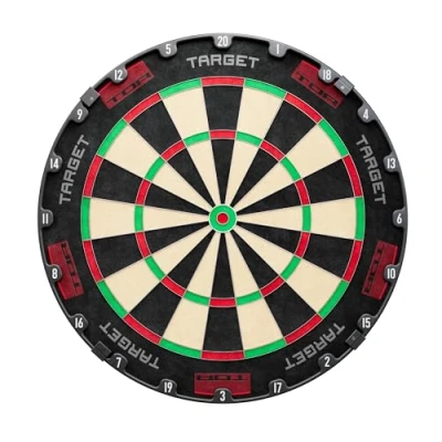Immagine di Target Darts TOR Dartboard, Bersaglio per Freccette con punta d&#039;acciaio Kit di Fissaggio Standard da Competizione Approvato dalla WDF, Moderno Anello Numerico a Rotazione