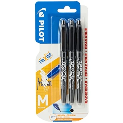 Immagine di Pilot Frixion Penna a sfera cancellabile, confezione da 3, colore: Nero