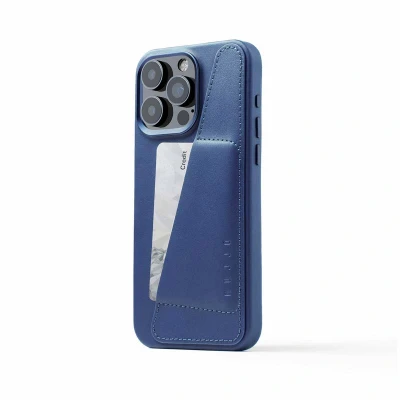 Immagine di MUJJO Cover a portafoglio in pelle per iPhone 15 Pro Max Blu CL 042 BL
