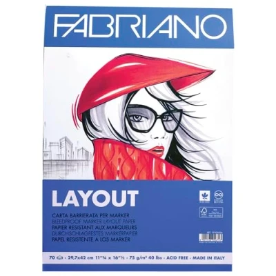 Immagine di Honsell Fabriano Layout Block 29,7 x 42 cm, 75 g/m², 70 Fogli, Senza acidi, Superficie Liscia, Ideale per Schizzi, Disegni e Calligrafia, Bianco, A3