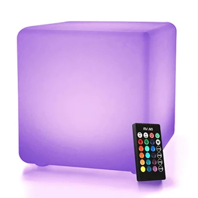 Immagine di Cubo luminoso LED da 25 cm, luce notturna con telecomando, batteria ricaricabile, lampada comodino per bambini, colore cangiante, 16 colori RGB e 8 luminosità dimmerabile