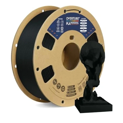 Immagine di OVERTURE PLA Plus (PLA+) Filamento 1.75mm, Toughness Enhanced Roll, Professionale Tenacia, 1kg Filamento(2.2lbs), Precisione Dimensionale 99% Probabilità +/ 0.03 mm (Nero)