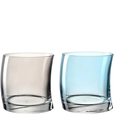 Immagine di Leonardo Swing 70702 Set di 12 bicchieri per acqua, lavabili in lavastoviglie, con forma curva, colore: grigio/blu, 250 ml