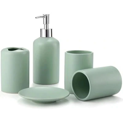Immagine di NOALED Set Accessori Bagno con Dispenser Sapone, portasapone e Bicchiere portaspazzolino, Bagno, Eleganti