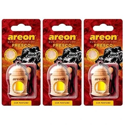 Immagine di Areon Fresco Deodorante Auto da Appendere Cristallo Nero Fresh Specchietto Pendente Boccetta Legami 3D (Set x 3)