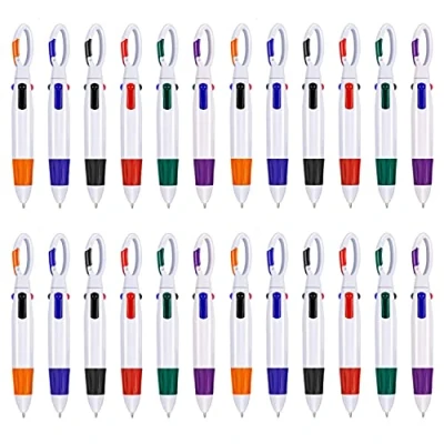 Immagine di KAHEIGN 24 Pezzi Penne Navetta, 4 in 1 Multicolori A Sfera Retrattili Con Portachiavi Fibbia Sulla Parte Superiore Per Ufficio Materiale Scolastico Studenti Bambini (6 Colori)