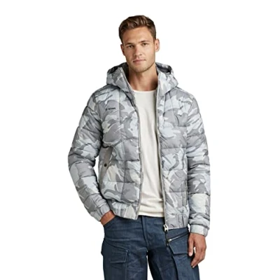Immagine di G STAR RAW Meefic Squared Quilted Hooded Jacket, Giacca Uomo, Multicolore (Cool Grey Woodland Camo D20126 C441 D436), XL
