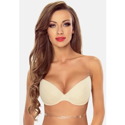 Immagine di Vivisence Reggiseno Push Up Spalline Trasparenti Multiway 1035, Beige,4C