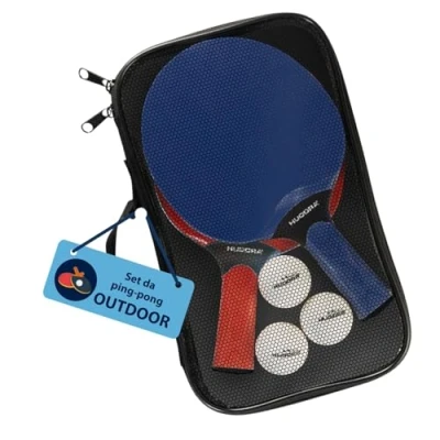 Immagine di HUDORA set da ping pong outdoor di pregio con 2 racchette e 3 palline borsa per custodia esterno