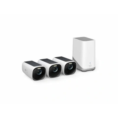 Immagine di eufy Security eufyCam S330(eufyCam 3), telecamera wi fi esternoi, pannello solare, risoluzione 4K, riflettore e visione notturna a colori, Nessun Costo Mensile, Kit di 2 telecamere