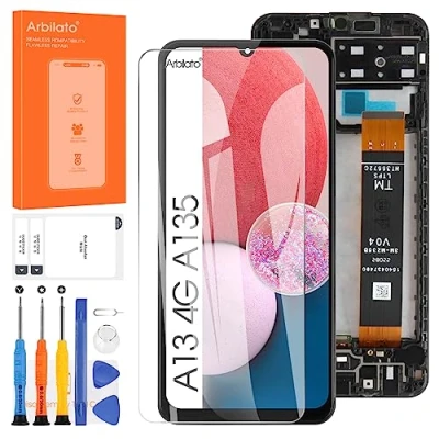 Immagine di Schermo di ricambio per Samsung Galaxy A13 4G LCD Screen A135, SM A135F, A135M, A135U Touch Display Digitizer Assembly parti riparazione (nero con cornice)