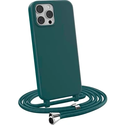 Immagine di MyGadget Cover per iPhone 13 Pro Max Custodia con Corda Case Cordino Opaca Antiurto Laccio Tracolla Practical Stylish Verde Scuro