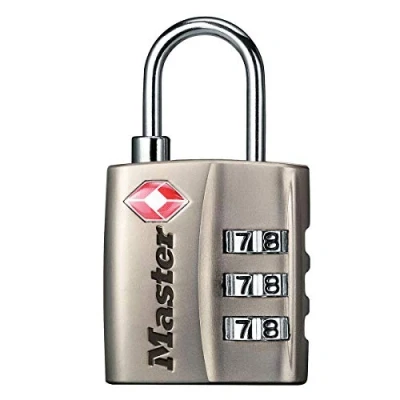 Immagine di Master Lock 4680EURDNKL Lucchetto per bagagli approvato dalla TSA con combinazione, Grigio, 5.5 x 3 2.6 cm