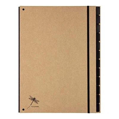 Immagine di Pagna Classificatore Pur, 12 scomparti, con elastico angolare, cartone riciclato rivestito in carta kraft, colore: Nero
