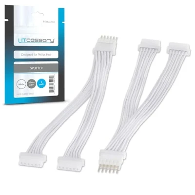 Immagine di Litcessory Splitter per Philips Hue Lightstrip Plus (2 Pezzi, Bianco MICRO 6 PIN V4)
