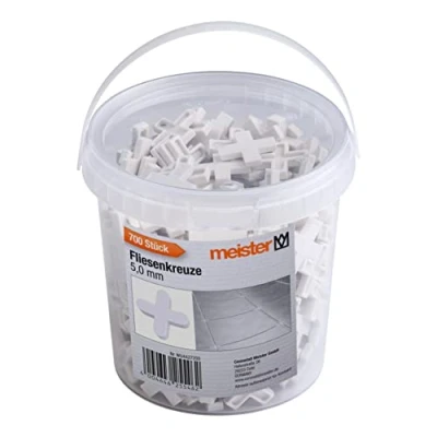 Immagine di Meister croce per piastrelle, 5,0 mm, pratico set da 700 pezzi, in robusto polipropilene, colore bianco, accessorio supporto la posa delle fughe, 4427200