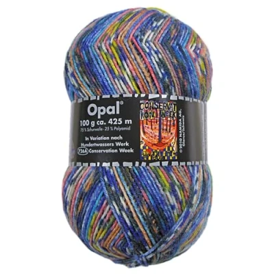 Immagine di Frida&#039;s Wollhaus Opal 100 g di lana per calzini Hundertwasser 4 lavorare a maglia, 24 colori (3201 Conservation Week)