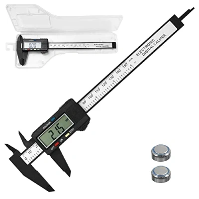 Immagine di Gvolatee Calibri Digitale, Calibro in Fibra di Carbonio da 150 mm / 6&quot; con LCD Trasparente e Batteria Backup, Digitale Professionale per Interne,Misurazioni Esterne, Profondità Passo