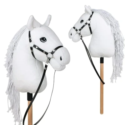 Immagine di Pink Papaya Cavallo a Dondolo, con Cavezza e briglie, Bastone per l&#039;hobby Horsing, da Cavalcare Bambini.