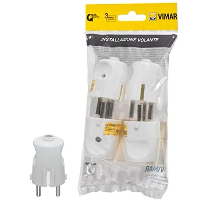 Immagine di Vimar FP00230.B Spina SCHUKO 2P+T 16 A 250 V 4 pezzi, standard tedesco, uscita cavo assiale, bianco