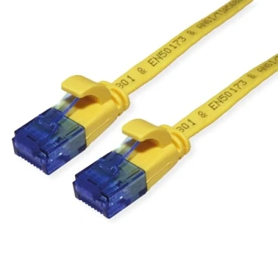 Immagine di Value 21.99.2034 RJ45 cavo di rete, patch CAT 6A U/UTP 1.50 m Giallo non schermato, piatto, contatti connettore dorati 1 pz.