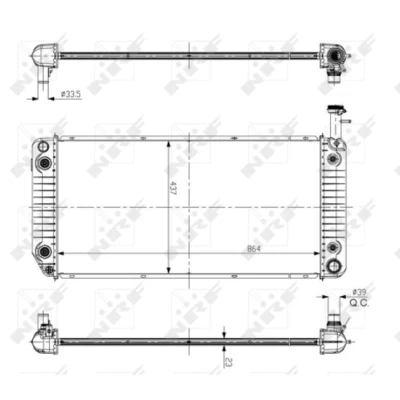 Immagine di NRF 56093 Radiatore motore Alluminio 864 437 23 con parti annesse Alette di raffreddamento saldate
