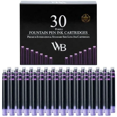 Immagine di Wordsworth &amp; Black Ricariche Di Inchiostro Per Penna Stilografica Set 30 Cartucce Viola Dimensioni Standard Internazionali Lunghezza Appr 2,04&quot; Diametro Base 0,24&quot;