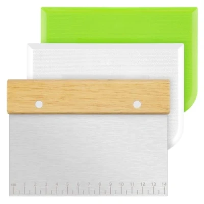 Immagine di Vicloon Utensile da Cucina Rotelle Tagliapizza, per Pizza (3 Pezzi (Manico Rettangolare in Legno + 2 plastica))