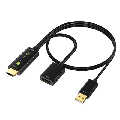 Immagine di Techly 362589 Adattatore Convertitore da HDMI™ a Displayport con USB 4K 60Hz Nero