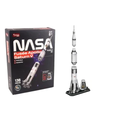 Immagine di EXPLORA Razzo Missione Apollo Saturno V Puzzle 3D 540100 136 Pezzi Livello 5 Senza Colla o Forbici Educativo Gioco di Costruzione Regalo per Bambini Modello A partire da 8 anni