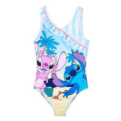 Immagine di Disney Lilo e Stitch Costume da Bagno Intero, a Righe con Rouches, per Bambine (IT, età, 3 Anni, Regular, Turchese)