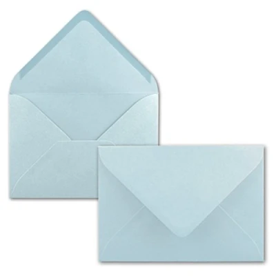Immagine di 25x Buste B6 17,5 x 12,5 cm azzurro colla umida con lembo a punta 120 g/m² per matrimoni, biglietti d&#039;auguri, inviti