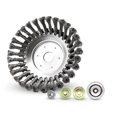 Immagine di Viilich Spazzola per Decespugliatore,200 x 25,4 mm Testina Decespugliatore a Cono Filo Decespugliatore,Spazzola Erbacce Disco Tosaerba con 4 adattatori,per Diserbo (8 Pollici)